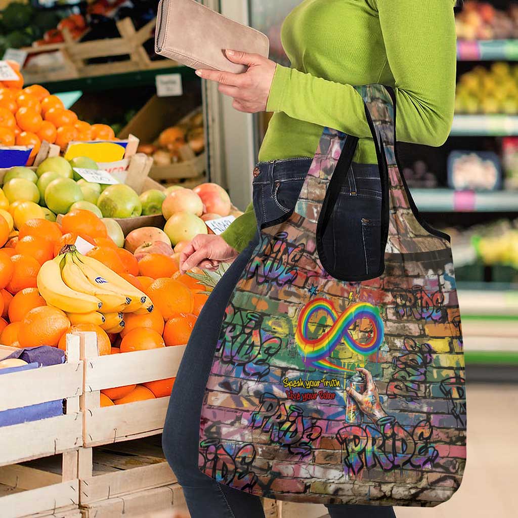 Pride Graffiti Wall Grocery Bag Speak Your Truth, Embrace Your Color