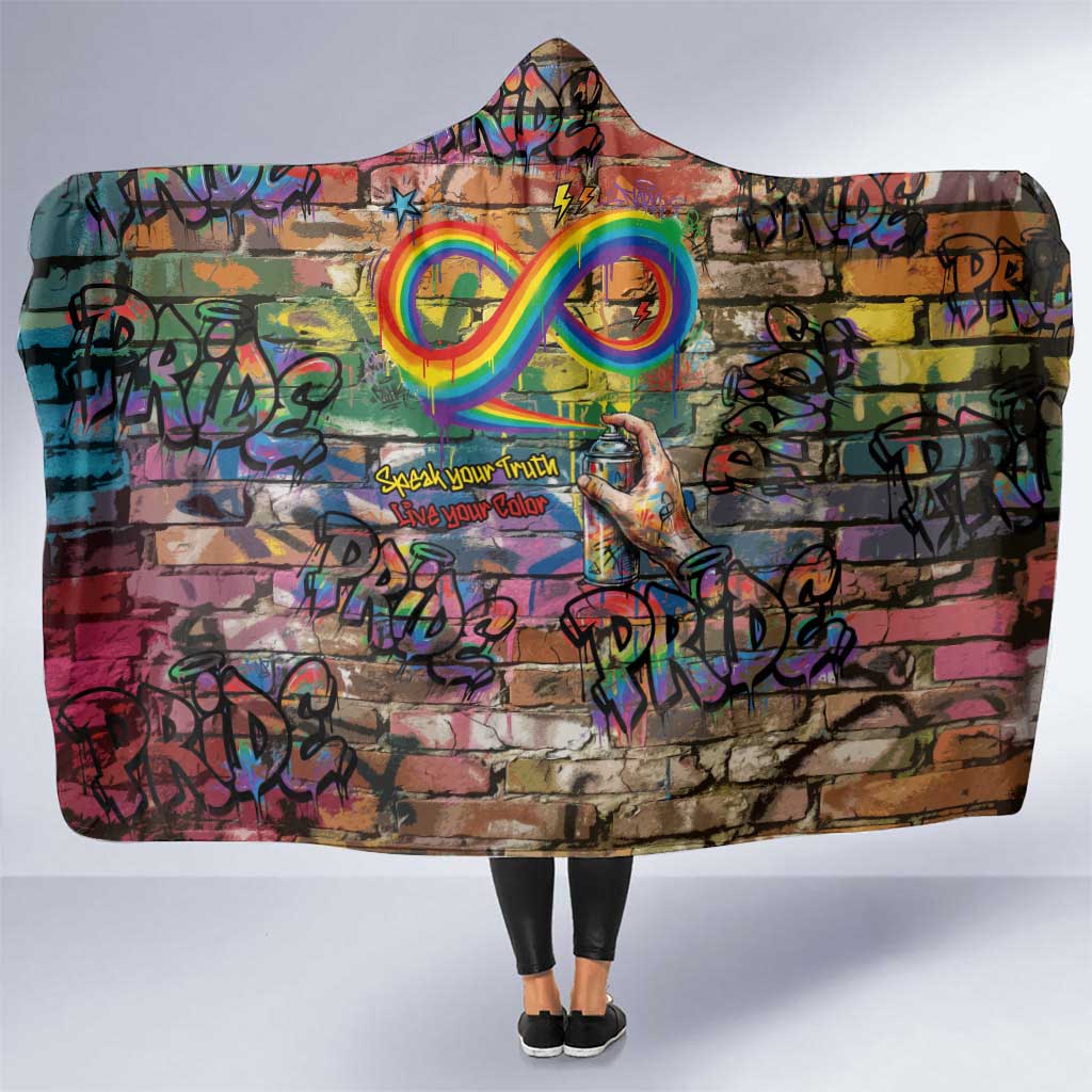 Pride Graffiti Wall Hooded Blanket Speak Your Truth, Embrace Your Color