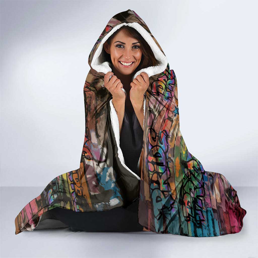 Pride Graffiti Wall Hooded Blanket Speak Your Truth, Embrace Your Color