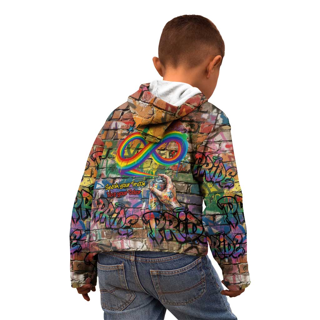 Pride Graffiti Wall Kid Hoodie Speak Your Truth, Embrace Your Color