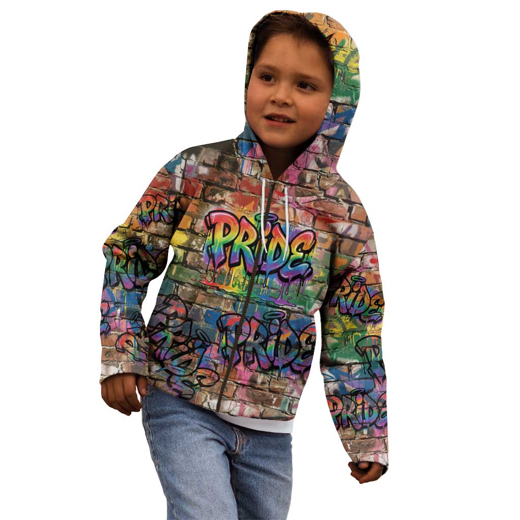 Pride Graffiti Wall Kid Hoodie Speak Your Truth, Embrace Your Color
