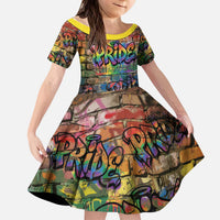 Pride Graffiti Wall Kid Short Sleeve Dress Speak Your Truth, Embrace Your Color