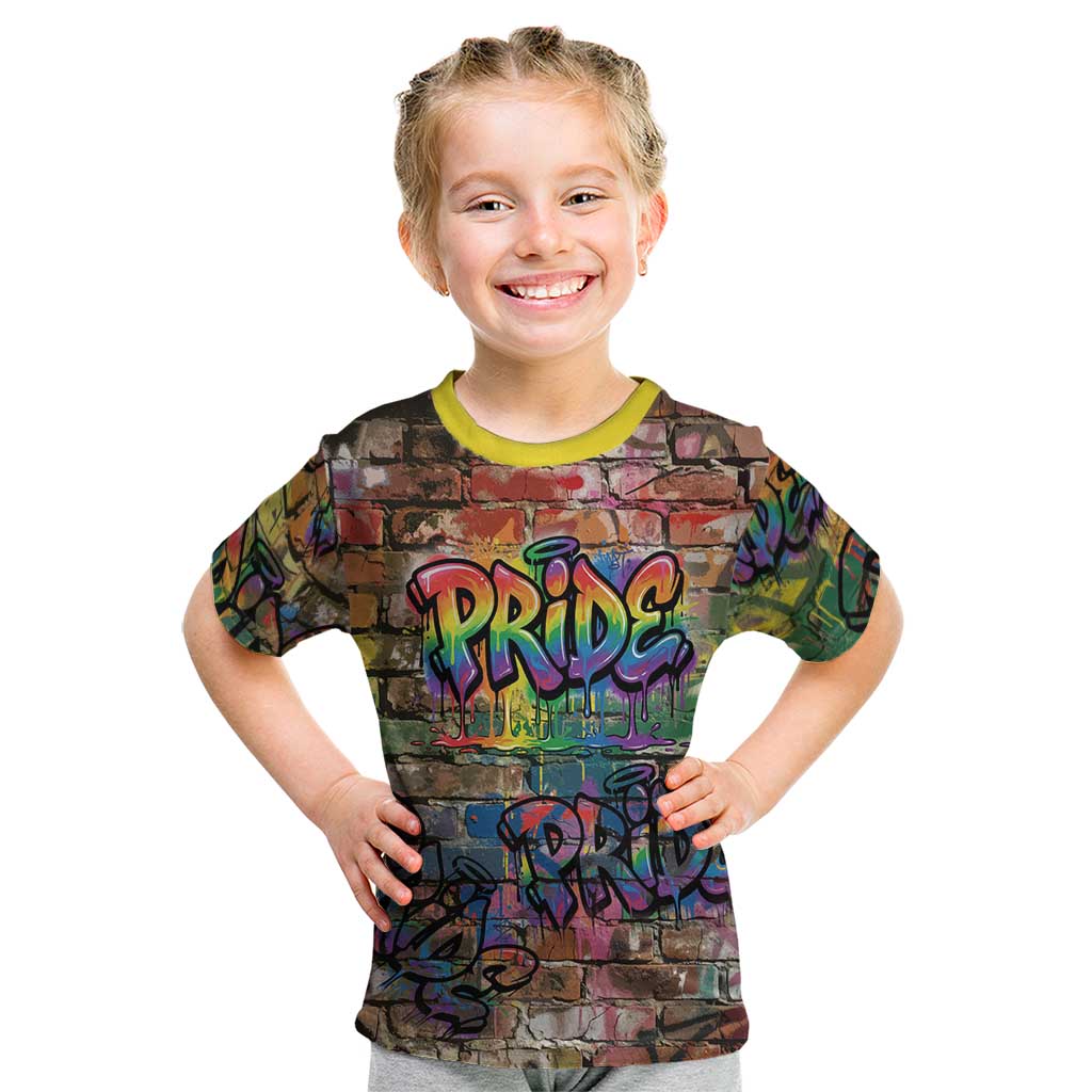 Pride Graffiti Wall Kid T Shirt Speak Your Truth, Embrace Your Color
