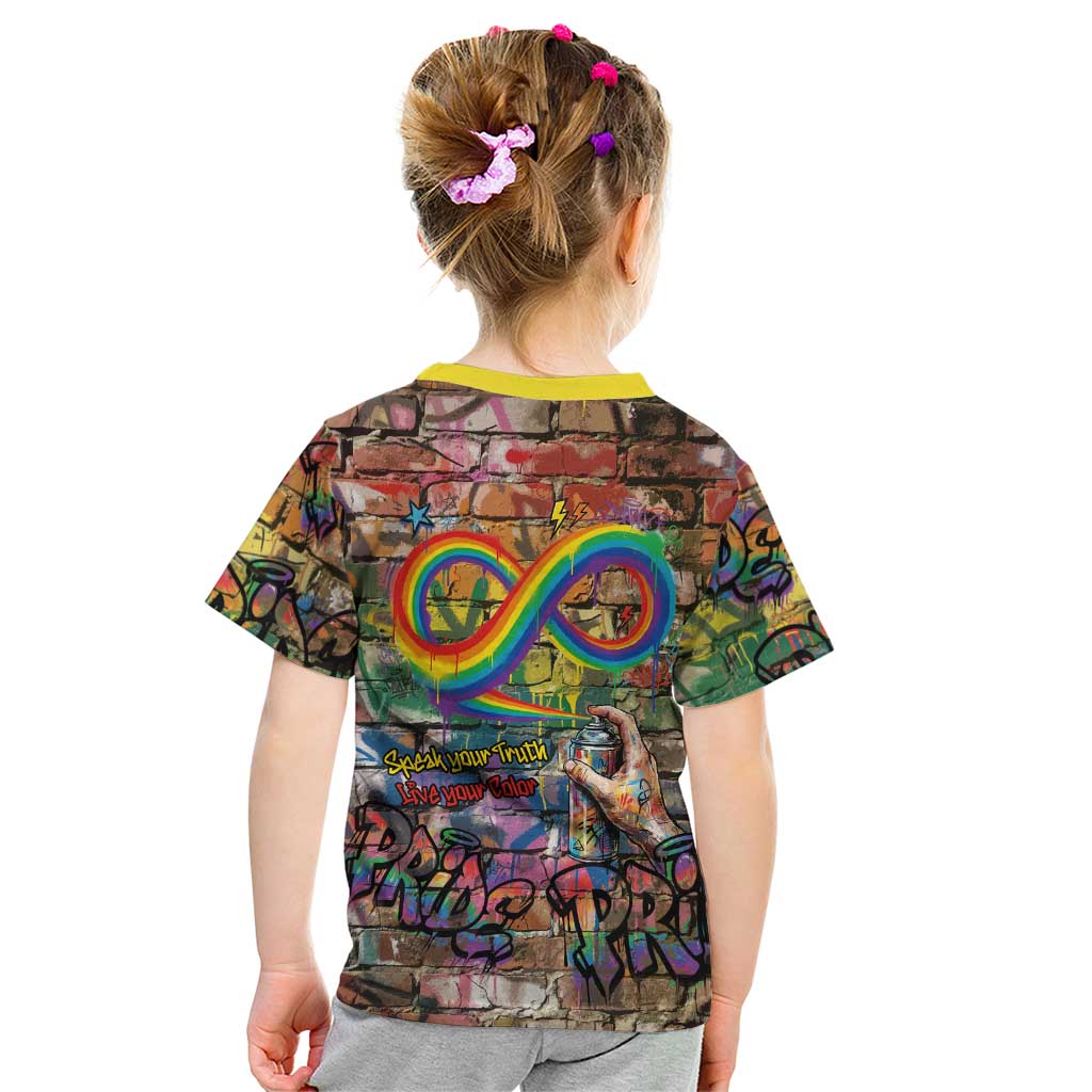 Pride Graffiti Wall Kid T Shirt Speak Your Truth, Embrace Your Color