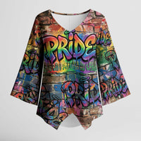 Pride Graffiti Wall Kimono Sleeve Blouse Speak Your Truth, Embrace Your Color