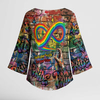 Pride Graffiti Wall Kimono Sleeve Blouse Speak Your Truth, Embrace Your Color