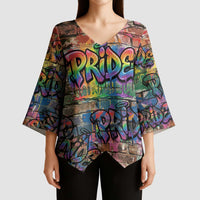 Pride Graffiti Wall Kimono Sleeve Blouse Speak Your Truth, Embrace Your Color