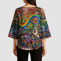 Pride Graffiti Wall Kimono Sleeve Blouse Speak Your Truth, Embrace Your Color
