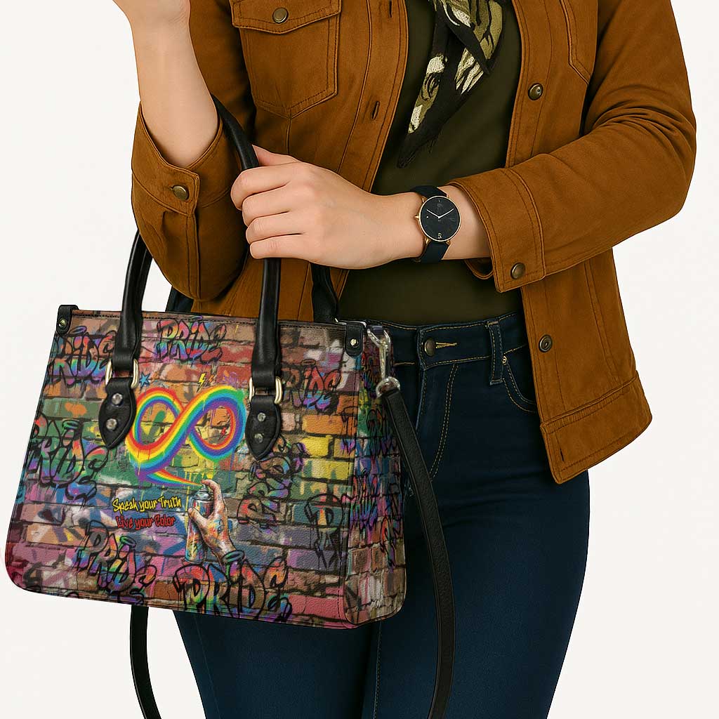 Pride Graffiti Wall Leather Bag Speak Your Truth, Embrace Your Color