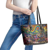 Pride Graffiti Wall Leather Tote Bag Speak Your Truth, Embrace Your Color