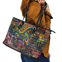 Pride Graffiti Wall Leather Tote Bag Speak Your Truth, Embrace Your Color