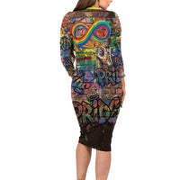 Pride Graffiti Wall Long Sleeve Bodycon Dress Speak Your Truth, Embrace Your Color