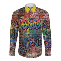 Pride Graffiti Wall Long Sleeve Button Shirt Speak Your Truth, Embrace Your Color