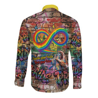Pride Graffiti Wall Long Sleeve Button Shirt Speak Your Truth, Embrace Your Color