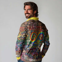 Pride Graffiti Wall Long Sleeve Polo Shirt Speak Your Truth, Embrace Your Color