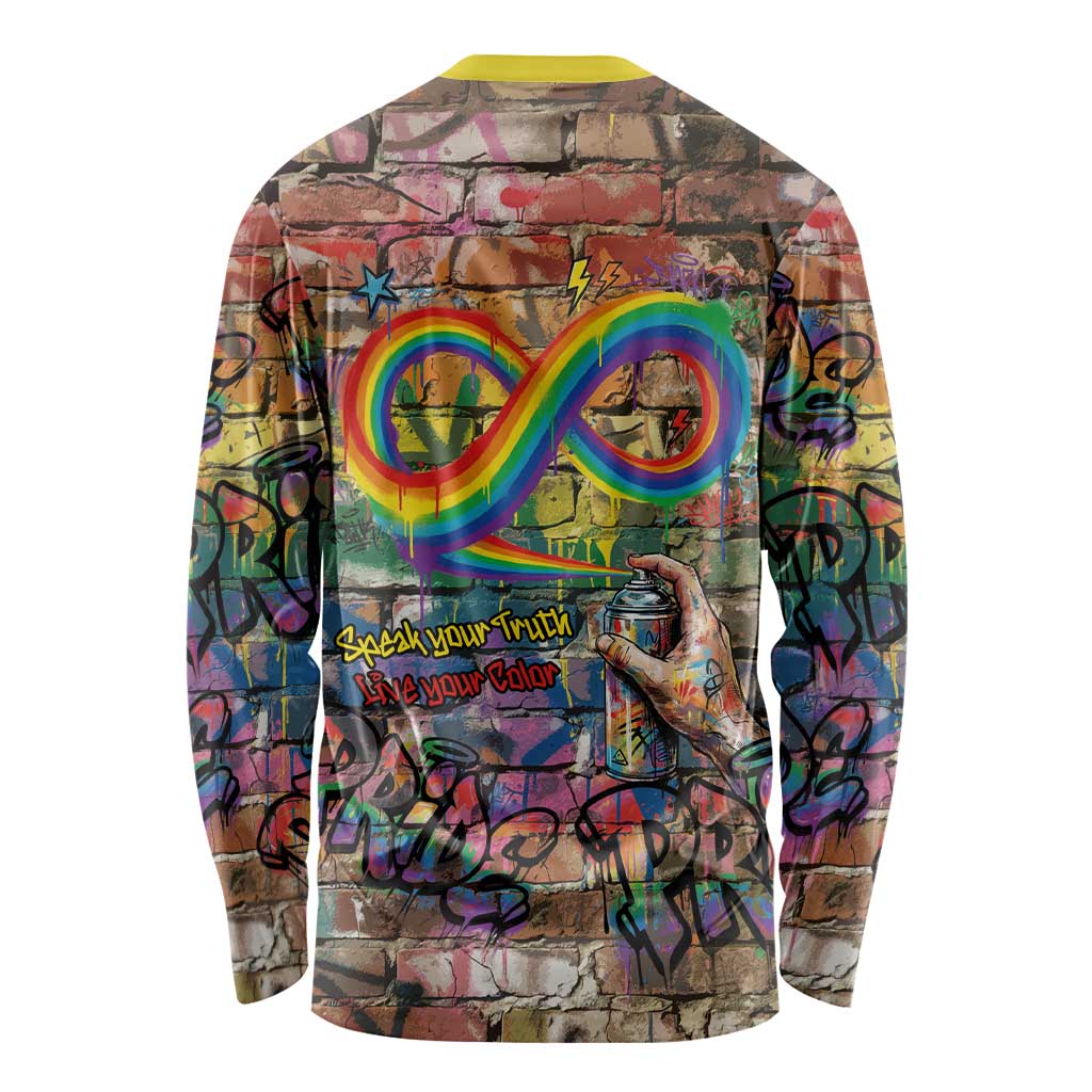 Pride Graffiti Wall Long Sleeve Shirt Speak Your Truth, Embrace Your Color