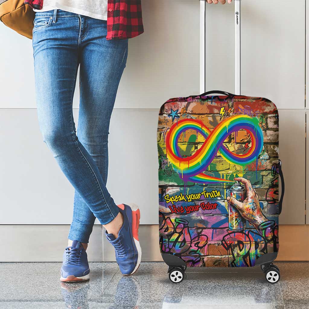 Pride Graffiti Wall Luggage Cover Speak Your Truth, Embrace Your Color
