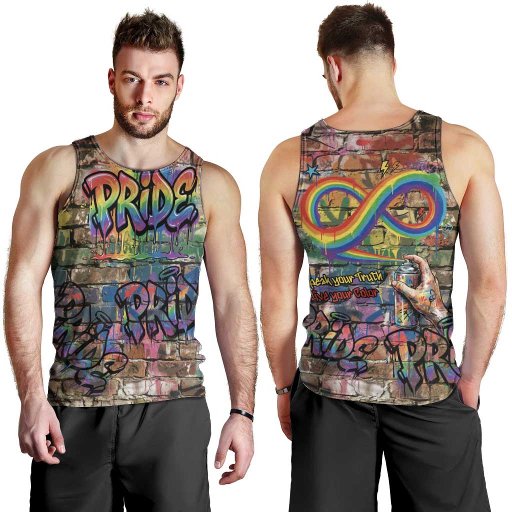 Pride Graffiti Wall Men Tank Top Speak Your Truth, Embrace Your Color