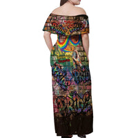 Pride Graffiti Wall Off Shoulder Maxi Dress Speak Your Truth, Embrace Your Color