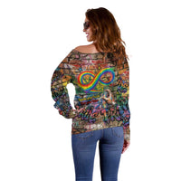 Pride Graffiti Wall Off Shoulder Sweater Speak Your Truth, Embrace Your Color