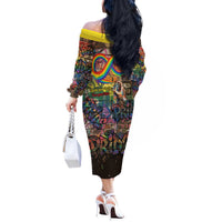 Pride Graffiti Wall Off The Shoulder Long Sleeve Dress Speak Your Truth, Embrace Your Color