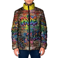 Pride Graffiti Wall Padded Jacket Speak Your Truth, Embrace Your Color