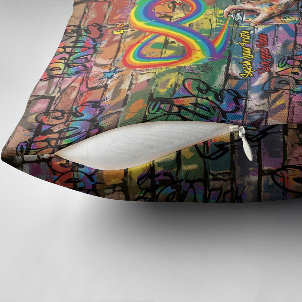Pride Graffiti Wall Pillow Cover Speak Your Truth, Embrace Your Color