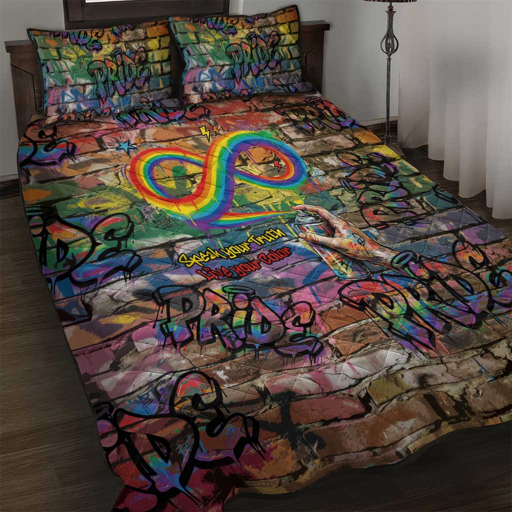Pride Graffiti Wall Quilt Bed Set Speak Your Truth, Embrace Your Color
