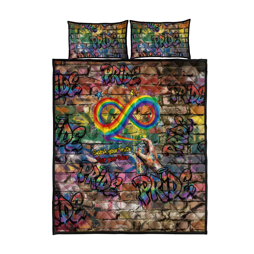 Pride Graffiti Wall Quilt Bed Set Speak Your Truth, Embrace Your Color