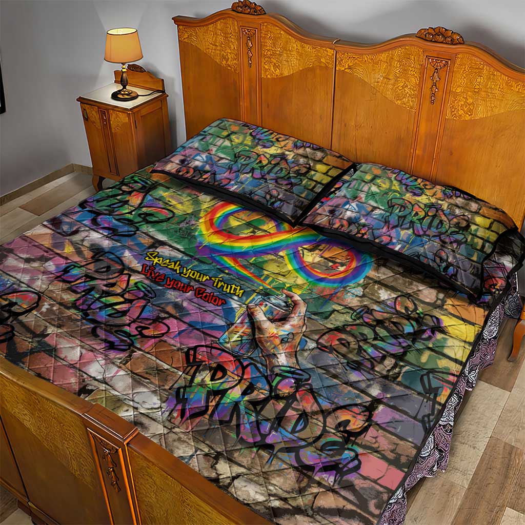 Pride Graffiti Wall Quilt Bed Set Speak Your Truth, Embrace Your Color