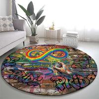 Pride Graffiti Wall Round Carpet Speak Your Truth, Embrace Your Color