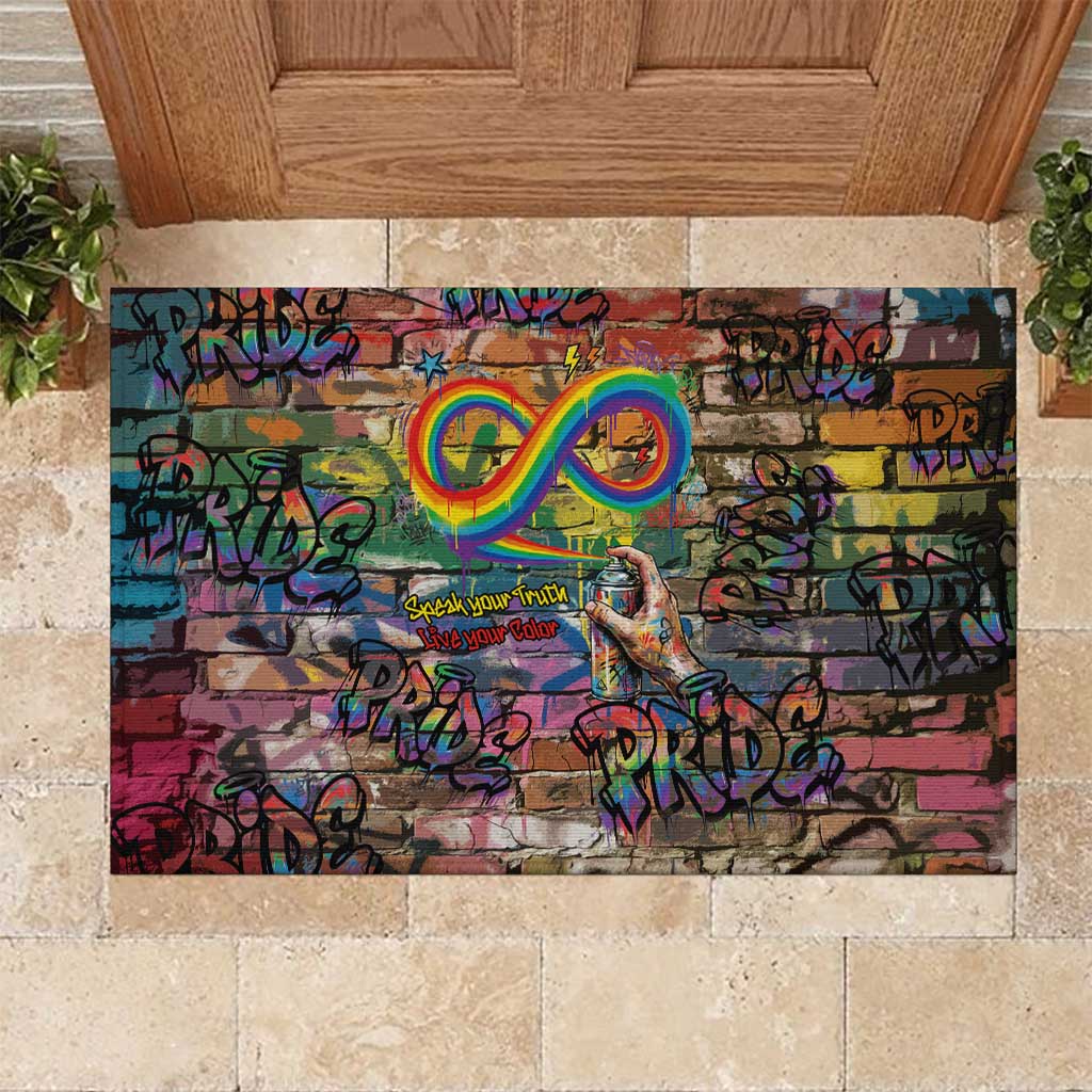 Pride Graffiti Wall Rubber Doormat Speak Your Truth, Embrace Your Color
