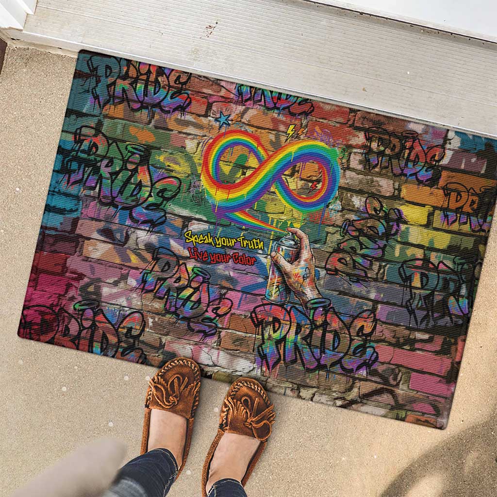 Pride Graffiti Wall Rubber Doormat Speak Your Truth, Embrace Your Color