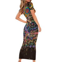 Pride Graffiti Wall Short Sleeve Bodycon Dress Speak Your Truth, Embrace Your Color