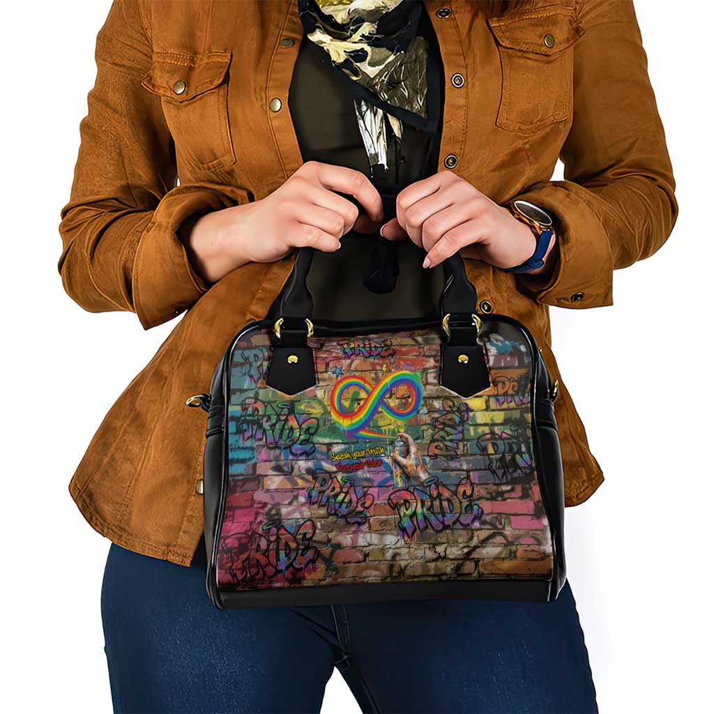 Pride Graffiti Wall Shoulder Handbag Speak Your Truth, Embrace Your Color
