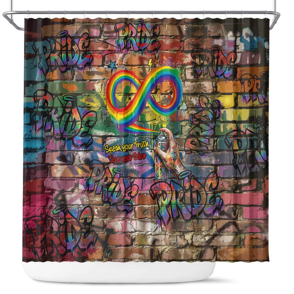 Pride Graffiti Wall Shower Curtain Speak Your Truth, Embrace Your Color