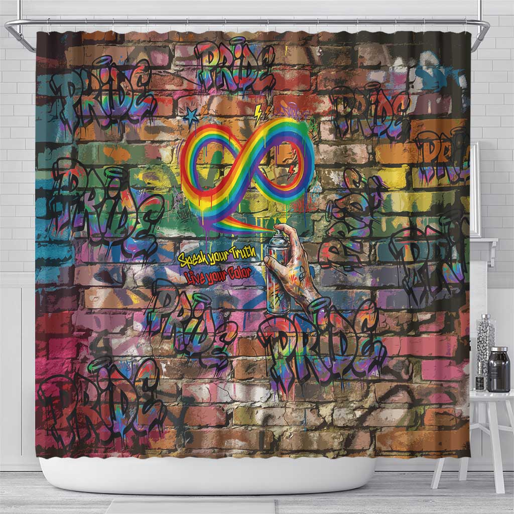 Pride Graffiti Wall Shower Curtain Speak Your Truth, Embrace Your Color
