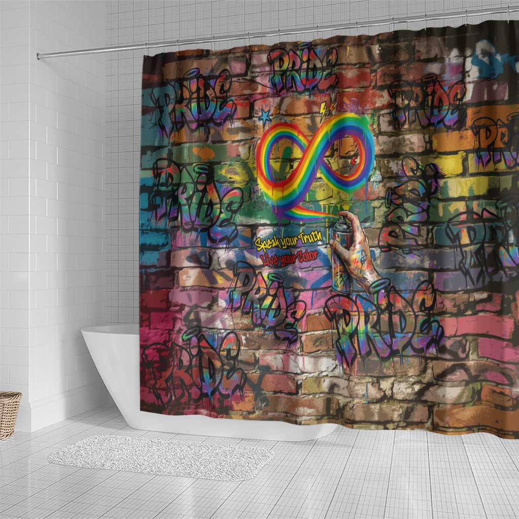 Pride Graffiti Wall Shower Curtain Speak Your Truth, Embrace Your Color