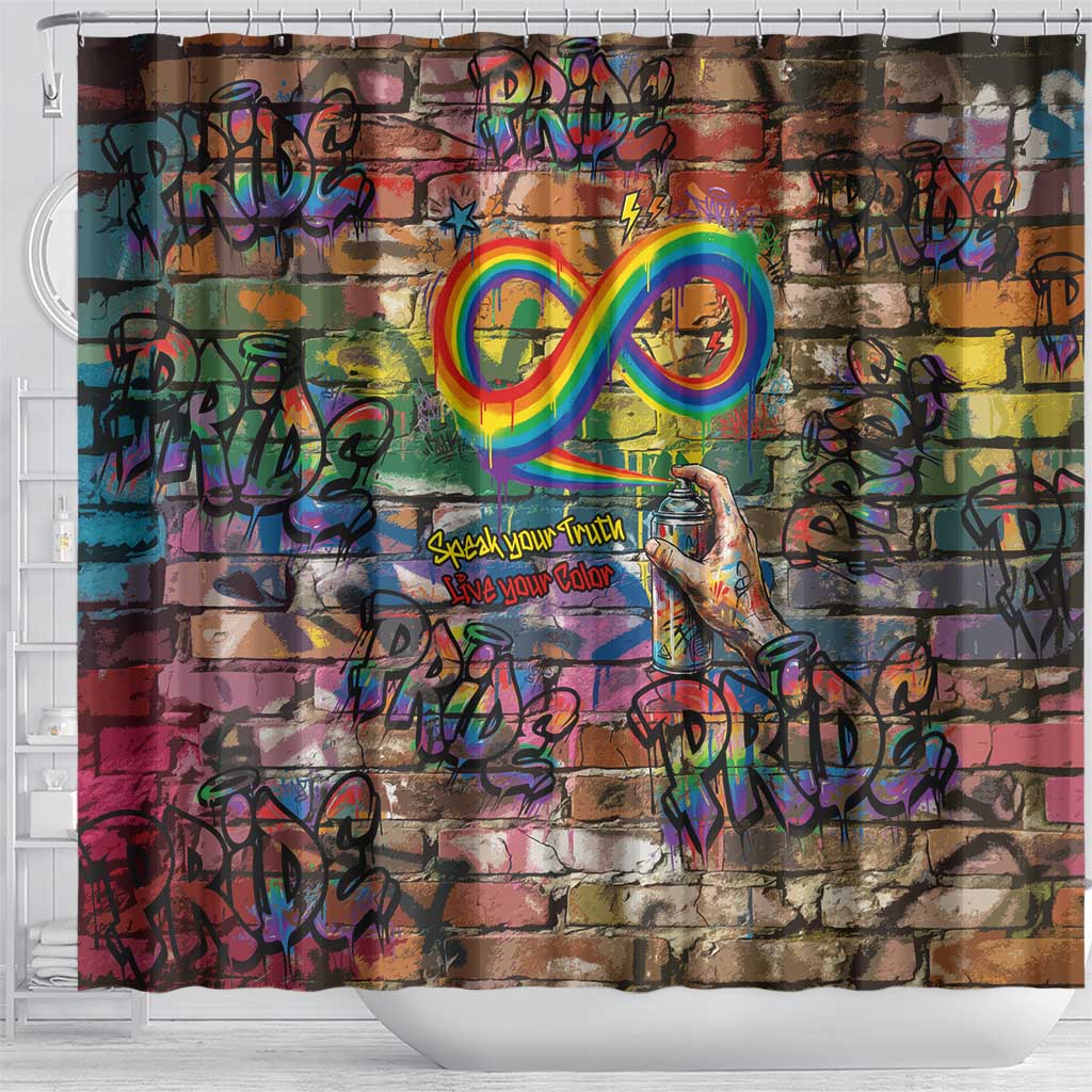 Pride Graffiti Wall Shower Curtain Speak Your Truth, Embrace Your Color
