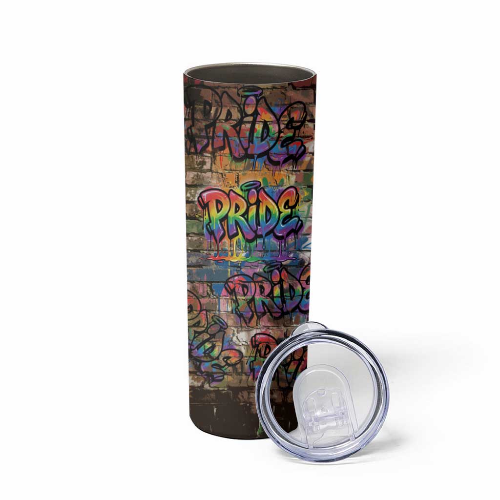 Pride Graffiti Wall Skinny Tumbler Speak Your Truth, Embrace Your Color