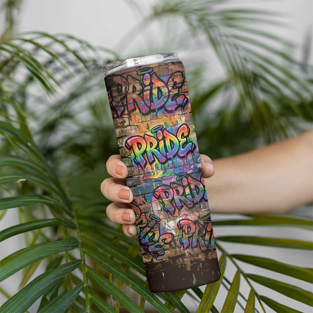 Pride Graffiti Wall Skinny Tumbler Speak Your Truth, Embrace Your Color