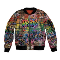 Pride Graffiti Wall Sleeve Zip Bomber Jacket Speak Your Truth, Embrace Your Color