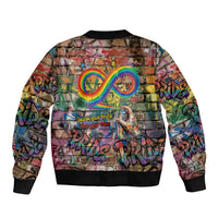 Pride Graffiti Wall Sleeve Zip Bomber Jacket Speak Your Truth, Embrace Your Color