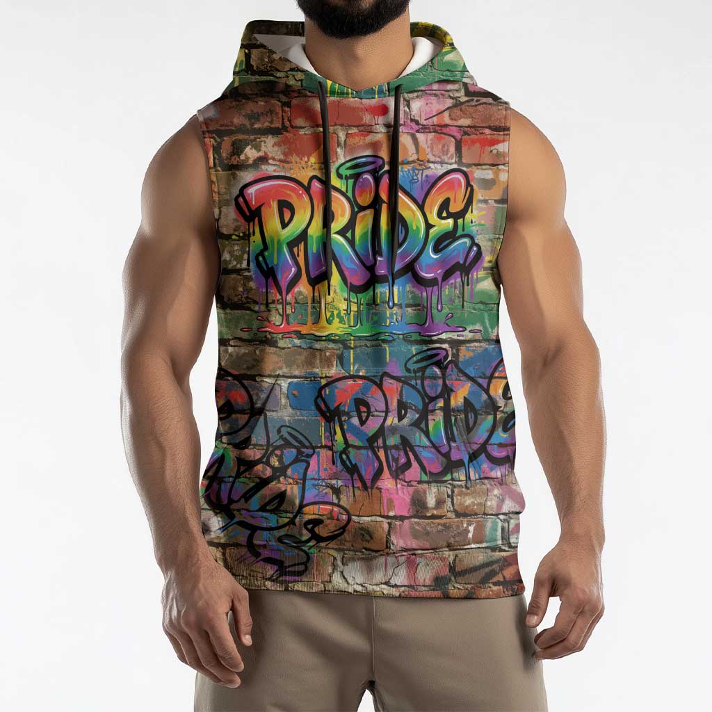 Pride Graffiti Wall Sleeveless Hoodie Speak Your Truth, Embrace Your Color