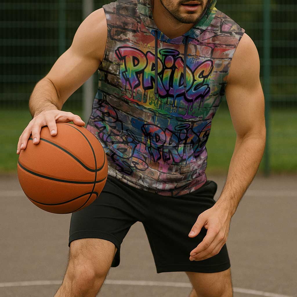Pride Graffiti Wall Sleeveless Hoodie Speak Your Truth, Embrace Your Color