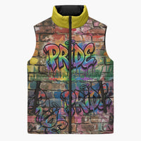 Pride Graffiti Wall Sleeveless Puffer Jacket Speak Your Truth, Embrace Your Color