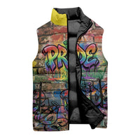 Pride Graffiti Wall Sleeveless Puffer Jacket Speak Your Truth, Embrace Your Color