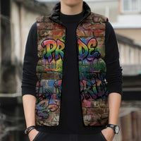 Pride Graffiti Wall Sleeveless Puffer Jacket Speak Your Truth, Embrace Your Color