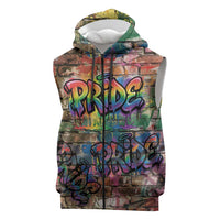Pride Graffiti Wall Sleeveless Zip Hoodie Speak Your Truth, Embrace Your Color