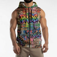 Pride Graffiti Wall Sleeveless Zip Hoodie Speak Your Truth, Embrace Your Color